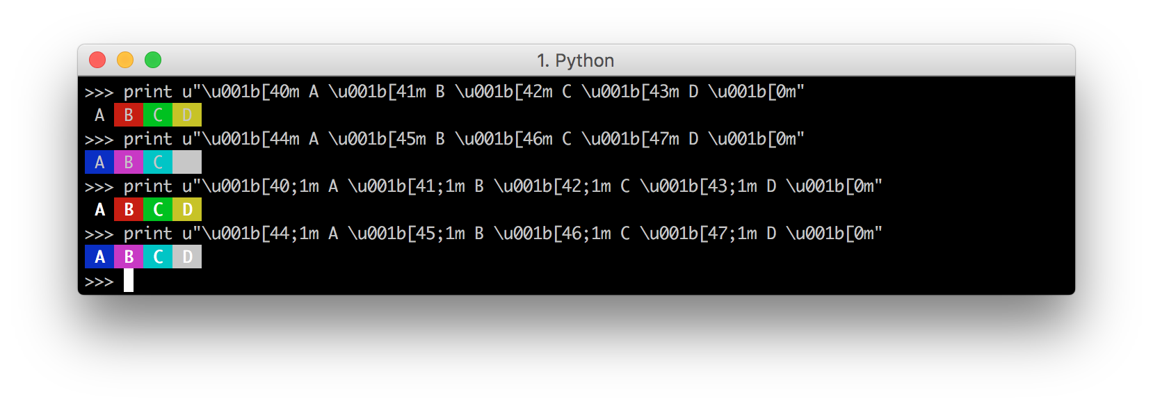 Ansi Terminal Color Codes